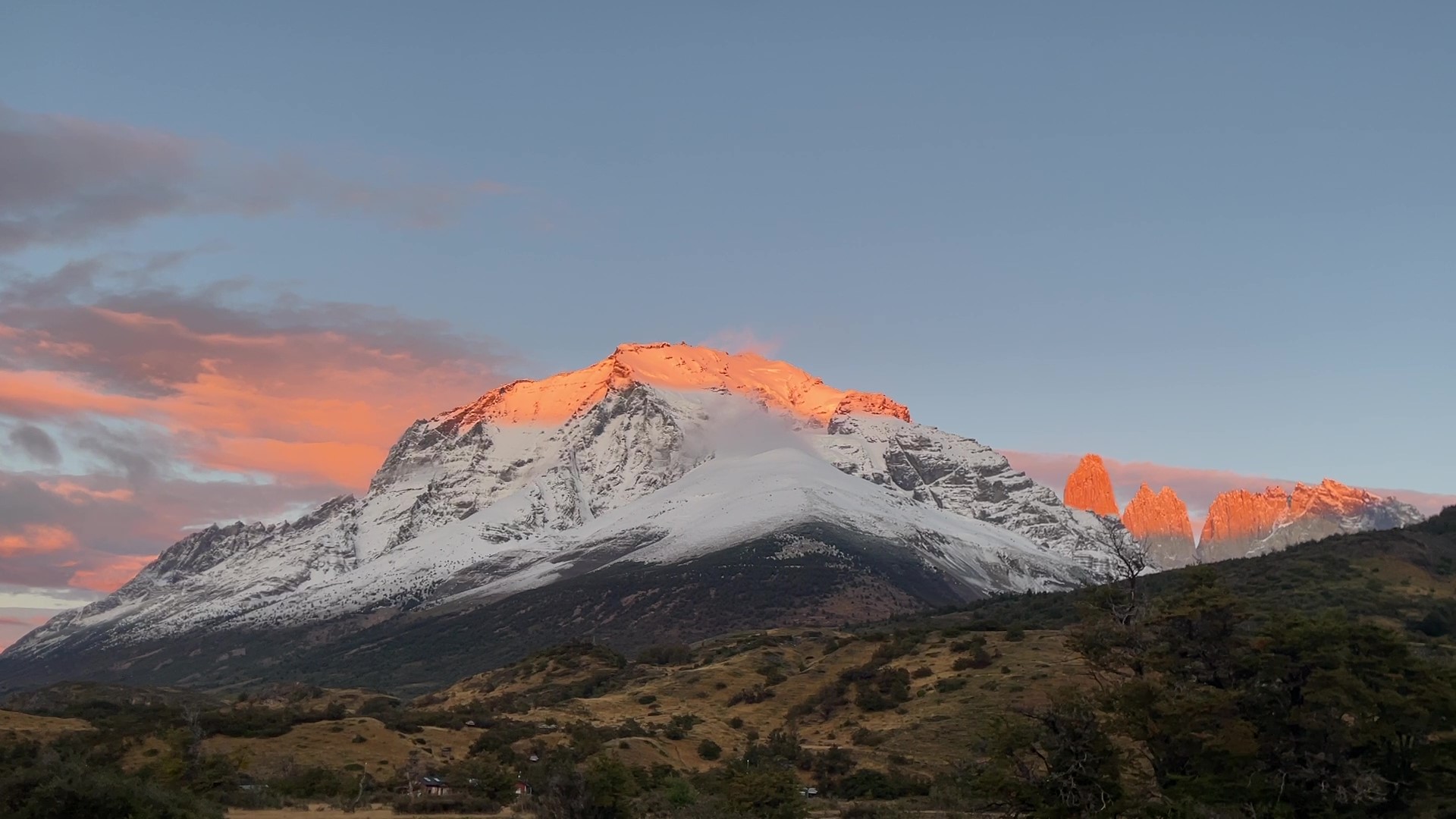 Red Torres del Paine in the Sunrise