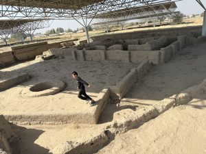 Kids running around the ruins